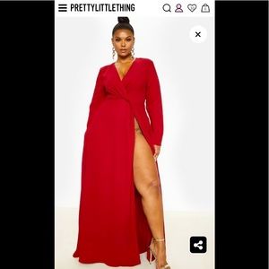 Plus Burgundy Twist Front Maxi Dress